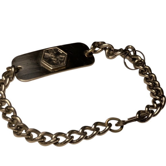 ACU-LIFE Medical Alert ID Diabetic Bracelet Silver Chain Engraved - Picture 3 of 8